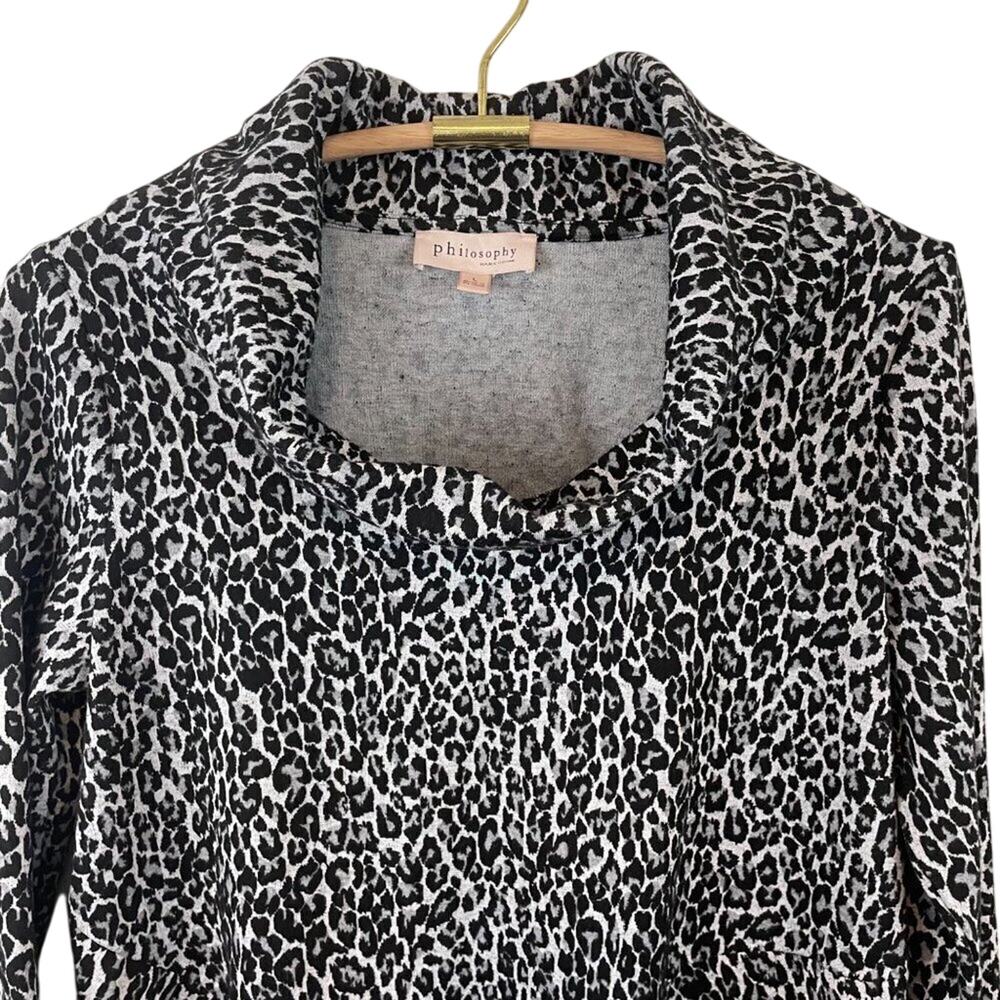 Philosophy Snow Cheetah Jacquard Cowl Neck Sweater Size Large - Picture 3 of 10
